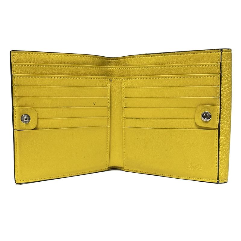 Fendi Bifold Wallet Peekaboo 8m0438 Yellow Leather