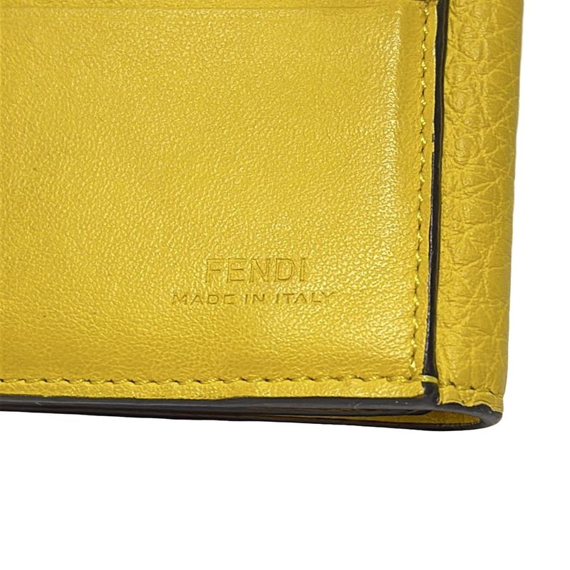 Fendi Bifold Wallet Peekaboo 8m0438 Yellow Leather