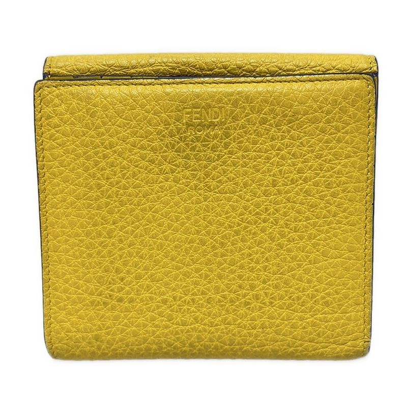 Fendi Bifold Wallet Peekaboo 8m0438 Yellow Leather