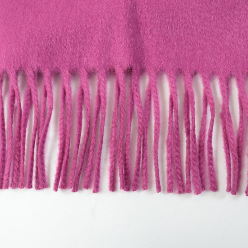 Hermes 100% Cashmere Logo Embroidered Fringed Scarf/scarf Pink Made In England