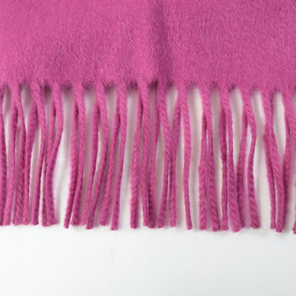 Hermes 100% Cashmere Logo Embroidered Fringed Scarf/scarf Pink Made In England