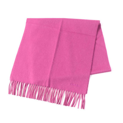 Hermes 100% Cashmere Logo Embroidered Fringed Scarf/scarf Pink Made In England