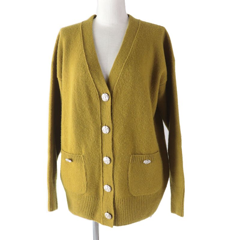 CHANEL 22AW P73835 Silk-cashmere Blend Knitted Cardigan With Coco Mark Buttons