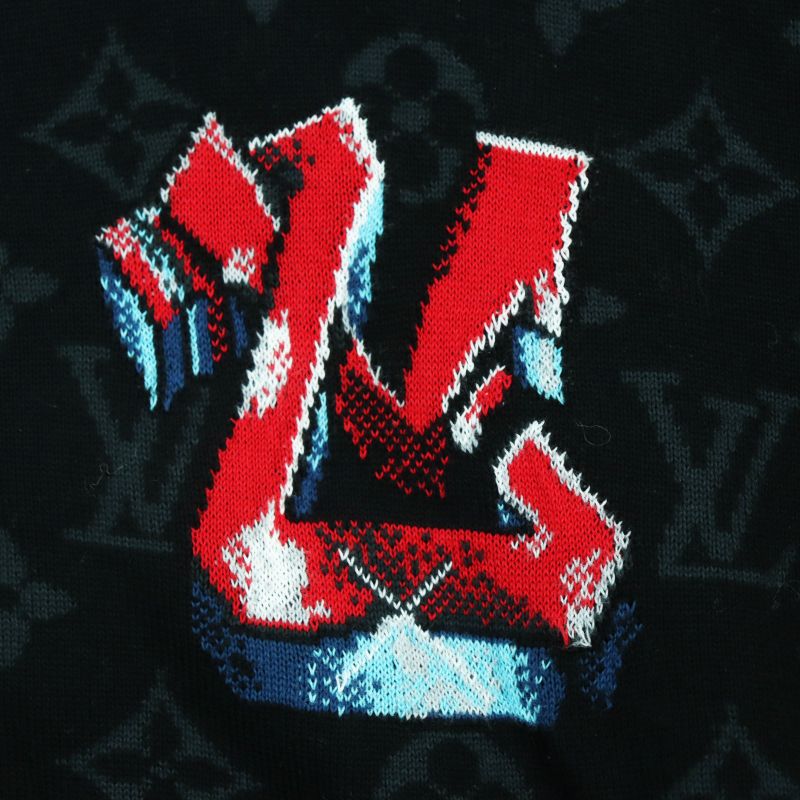Louis Vuitton 22AW 1aa4xt LV Graffiti Zip Blouson Monogram Knit Blouson Jacket