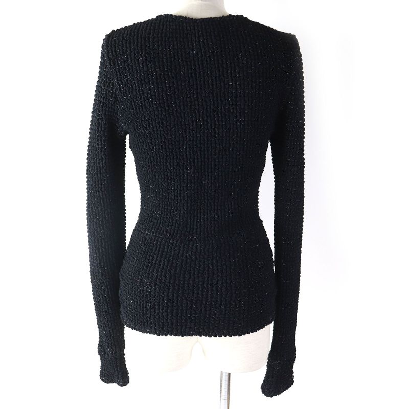 CHANEL 09P P35534 Coco Mark Zip Top With Lame Thread Zip Cardigan Blackish 34