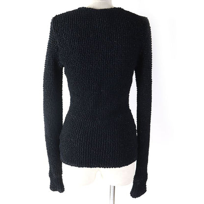 CHANEL 09P P35534 Coco Mark Zip Top With Lame Thread Zip Cardigan Blackish 34