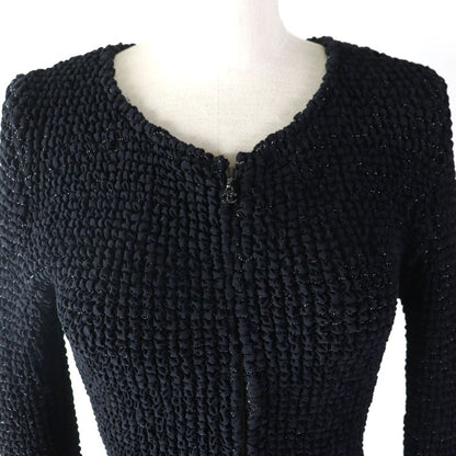 CHANEL 09P P35534 Coco Mark Zip Top With Lame Thread Zip Cardigan Blackish 34