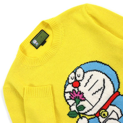 Gucci Doraemon 655654 Xkbvz 100% Wool Crewneck Long Sleeve Sweater/knit Yellow