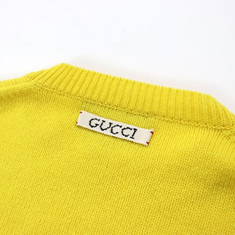 Gucci Doraemon 655654 Xkbvz 100% Wool Crewneck Long Sleeve Sweater/knit Yellow
