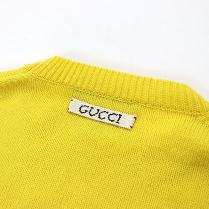 Gucci Doraemon 655654 Xkbvz 100% Wool Crewneck Long Sleeve Sweater/knit Yellow