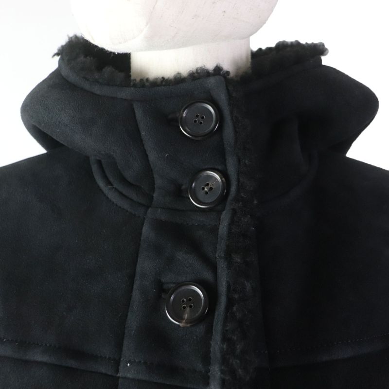 Prada 2017 Mouton Coat With Belt And Hood Black 38 Genuine