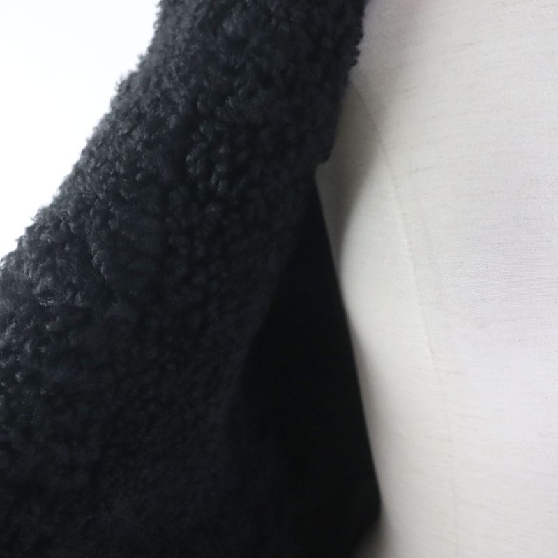 Prada 2017 Mouton Coat With Belt And Hood Black 38 Genuine