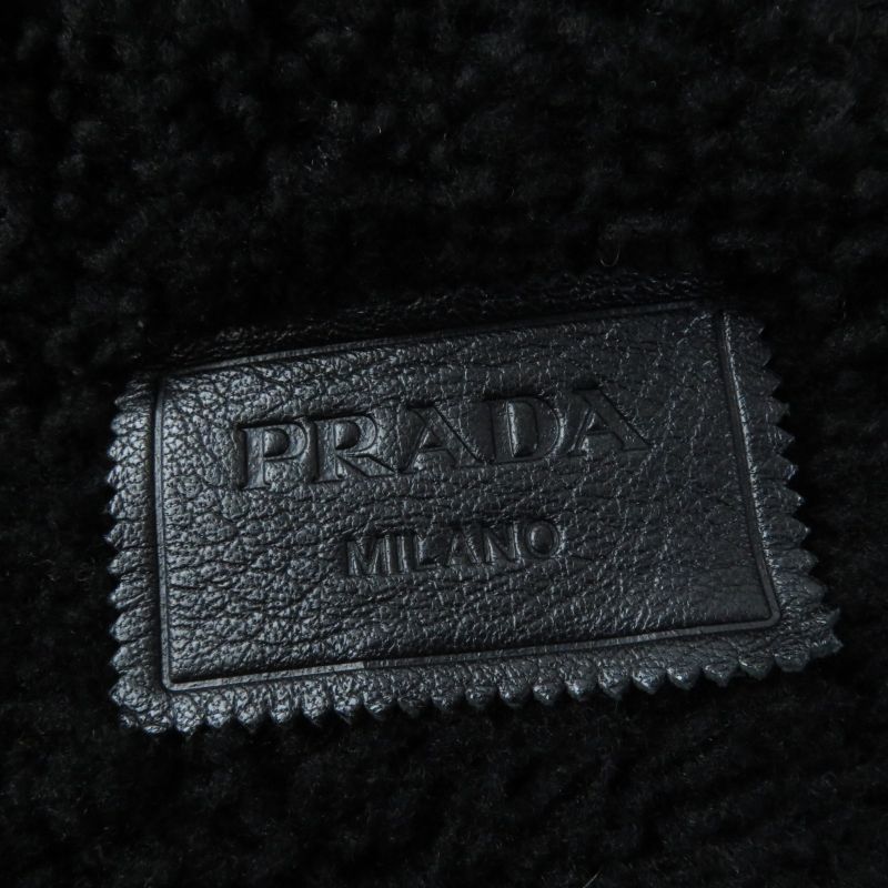 Prada 2017 Mouton Coat With Belt And Hood Black 38 Genuine