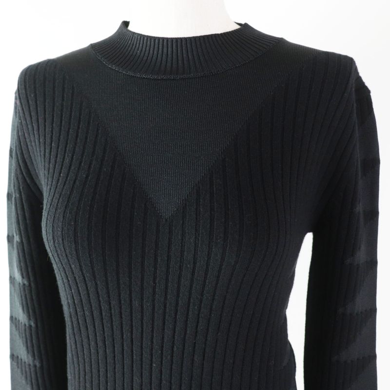 Hermes 23AW 3h2641dx Wool Silk Cashmere Long Sleeve Knit Pullover Black 34