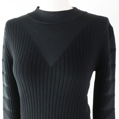 Hermes 23AW 3h2641dx Wool Silk Cashmere Long Sleeve Knit Pullover Black 34