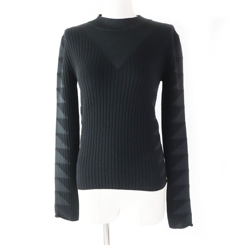 Hermes 23AW 3h2641dx Wool Silk Cashmere Long Sleeve Knit Pullover Black 34
