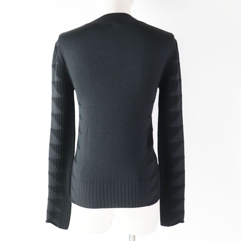 Hermes 23AW 3h2641dx Wool Silk Cashmere Long Sleeve Knit Pullover Black 34
