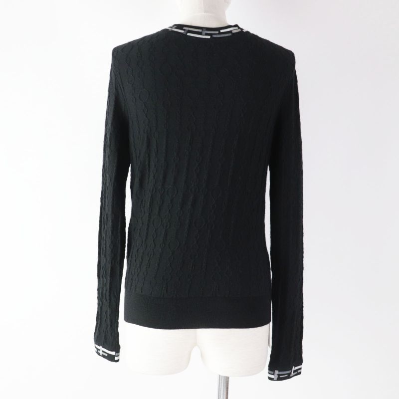 Hermes 23AW 3h2619da De Les Bucles Cashmere Silk Long Sleeve Knit Black 34