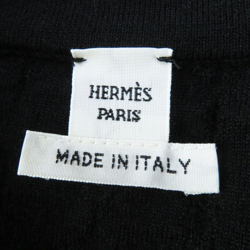 Hermes 23AW 3h2619da De Les Bucles Cashmere Silk Long Sleeve Knit Black 34