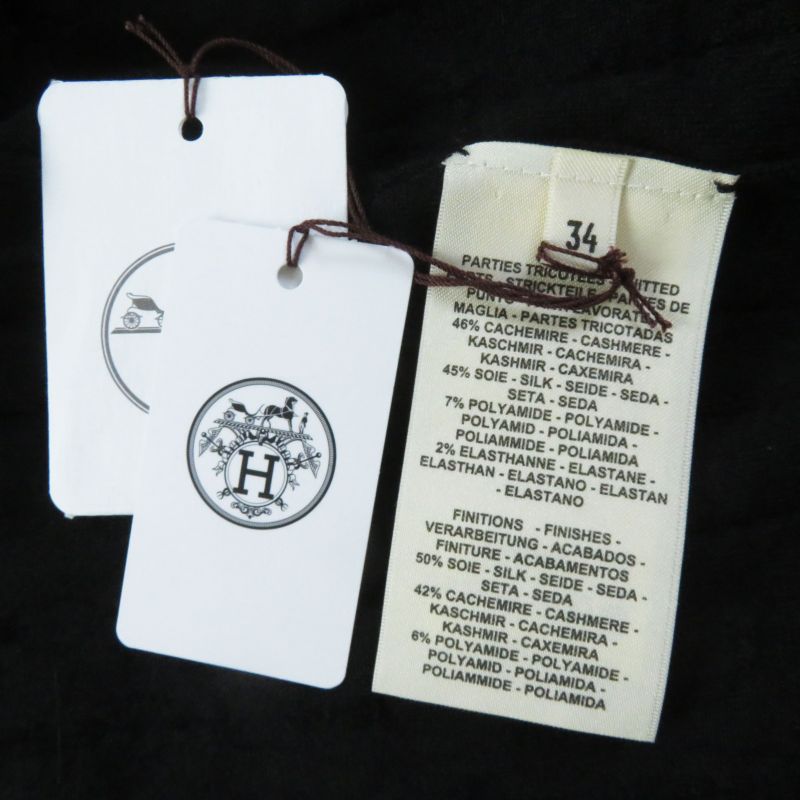 Hermes 23AW 3h2619da De Les Bucles Cashmere Silk Long Sleeve Knit Black 34