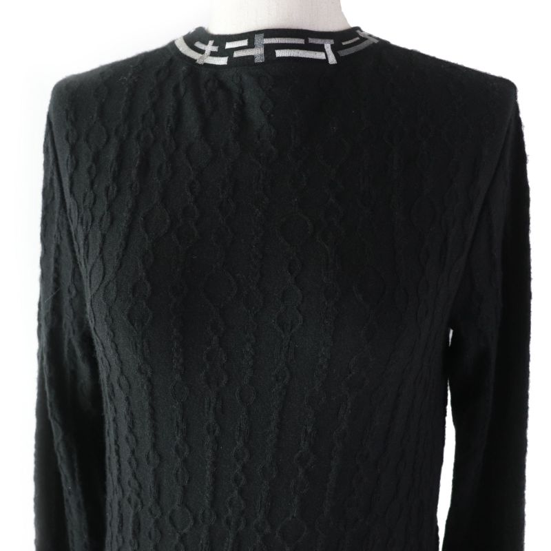 Hermes 23AW 3h2619da De Les Bucles Cashmere Silk Long Sleeve Knit Black 34