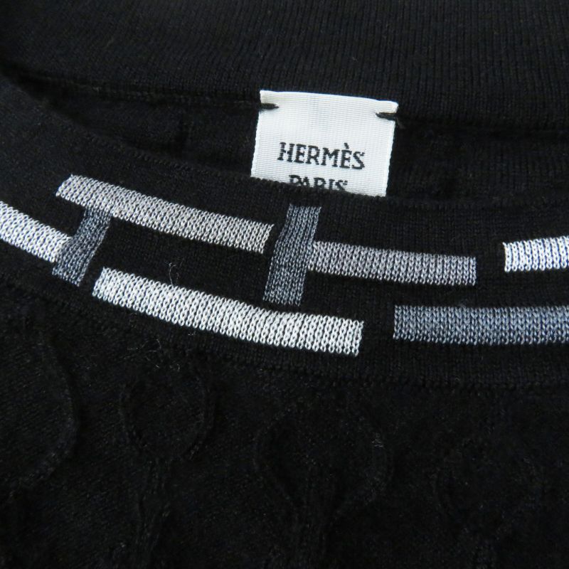 Hermes 23AW 3h2619da De Les Bucles Cashmere Silk Long Sleeve Knit Black 34