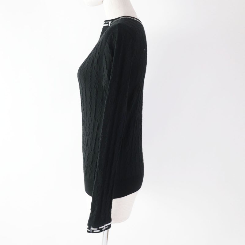 Hermes 23AW 3h2619da De Les Bucles Cashmere Silk Long Sleeve Knit Black 34