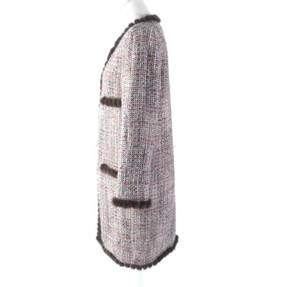 CHANEL Vintage 03A P21803 Mohair Blend 100% Silk Lining Mink Trimming Collarless