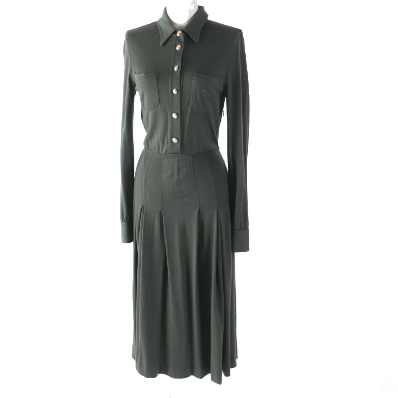 Celine 2x561453l Wool Cashmere Carriage Embroidery Gold Button Long Sleeve