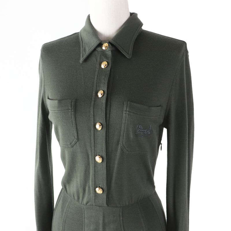 Celine 2x561453l Wool Cashmere Carriage Embroidery Gold Button Long Sleeve