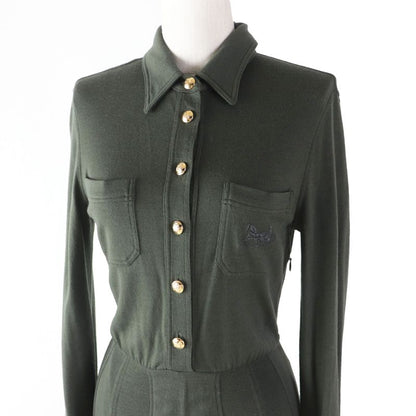 Celine 2x561453l Wool Cashmere Carriage Embroidery Gold Button Long Sleeve