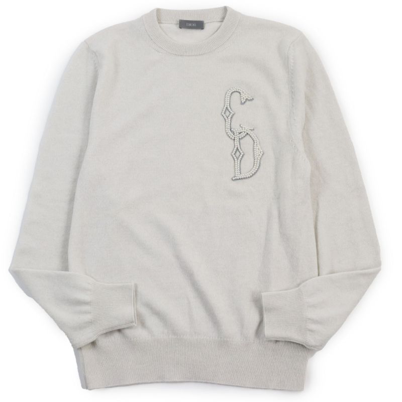 DIOR Homme 23AW 343m640at721 100% Cashmere CD Interlace Knit Sweater Grayish XS