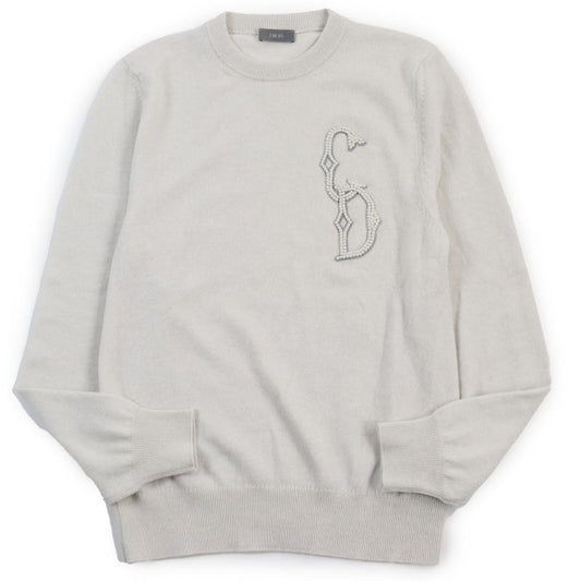 DIOR Homme 23AW 343m640at721 100% Cashmere CD Interlace Knit Sweater Grayish XS