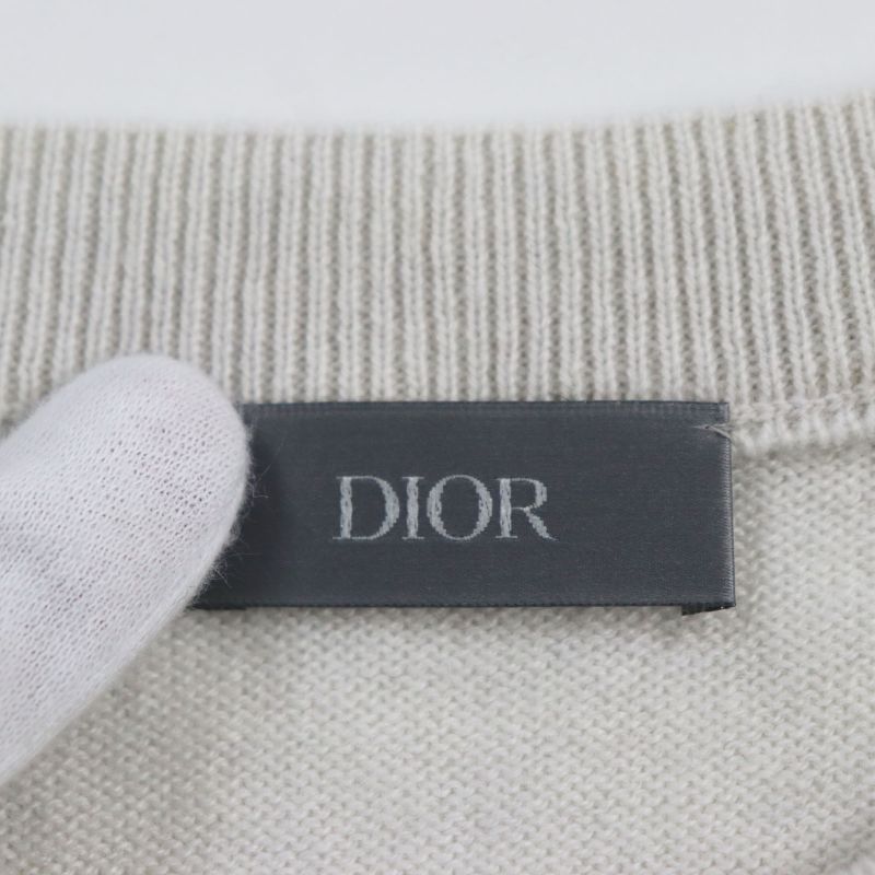 DIOR Homme 23AW 343m640at721 100% Cashmere CD Interlace Knit Sweater Grayish XS