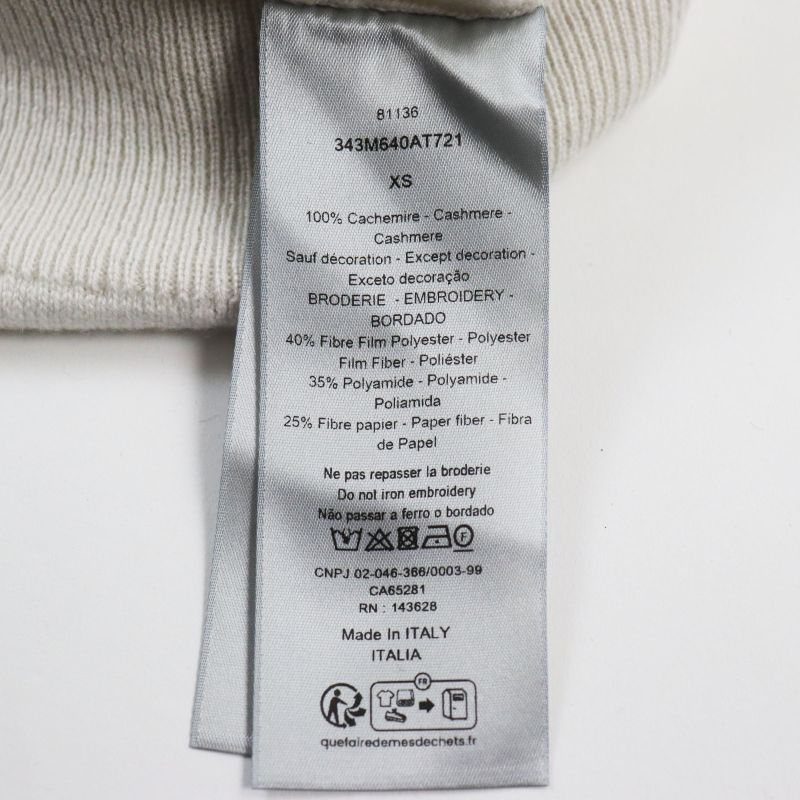 DIOR Homme 23AW 343m640at721 100% Cashmere CD Interlace Knit Sweater Grayish XS