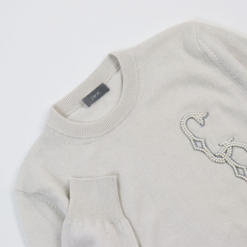 DIOR Homme 23AW 343m640at721 100% Cashmere CD Interlace Knit Sweater Grayish XS