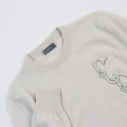DIOR Homme 23AW 343m640at721 100% Cashmere CD Interlace Knit Sweater Grayish XS
