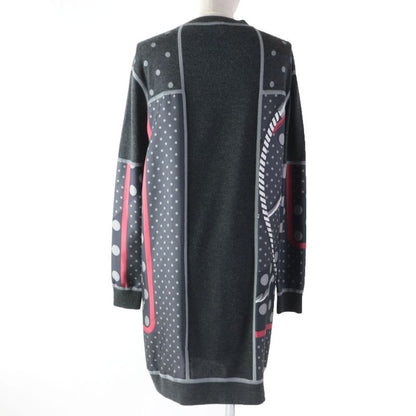 Hermes Clic Clac A Pois Clic Clac Silk Cashmere Twill Raine Long Sleeve Dress