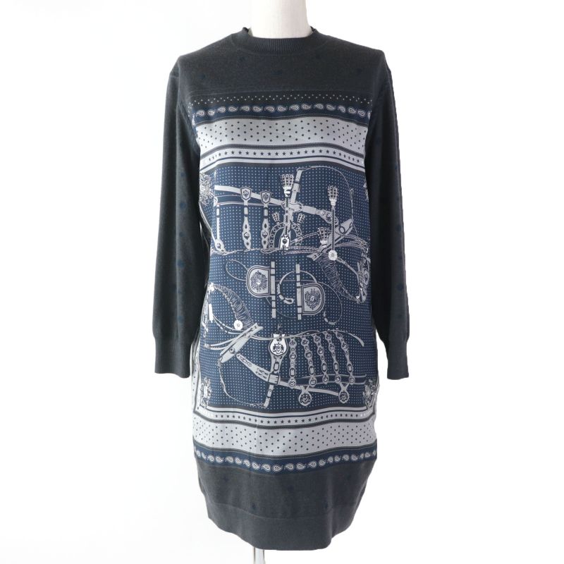 Hermes 2h2825ds Harnais DE COUR Court Saddlery Silk Cashmere Twill Laine Long