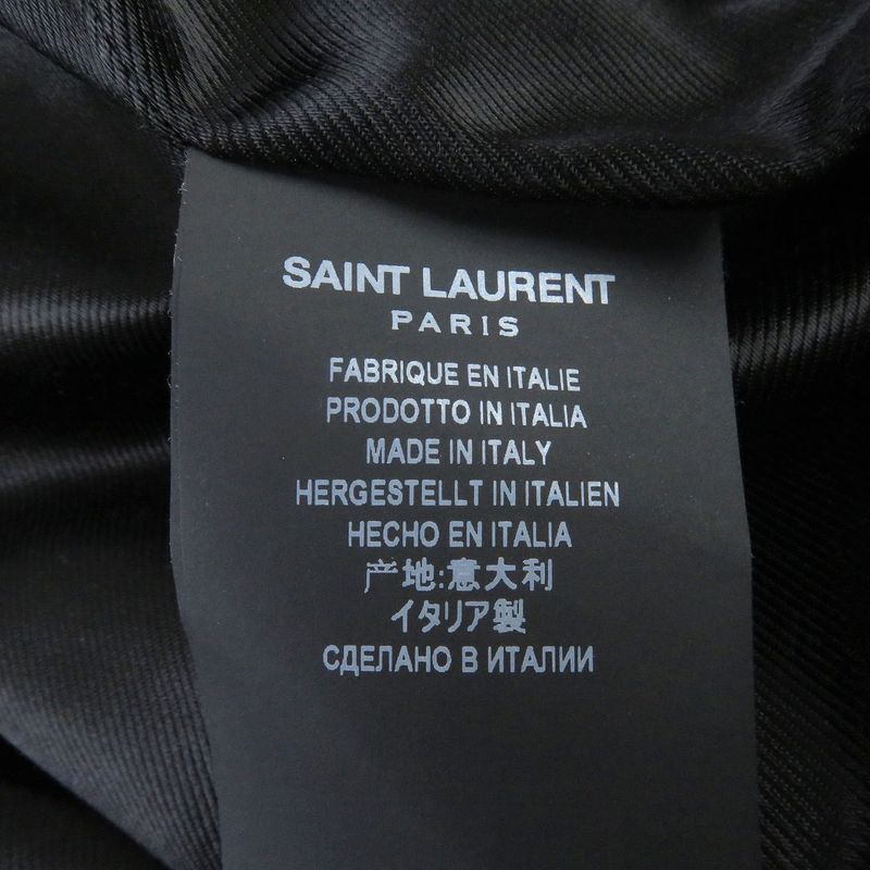Saint Laurent Paris 2019 574784 Wool Woven Pattern Logo Button Tweed Double