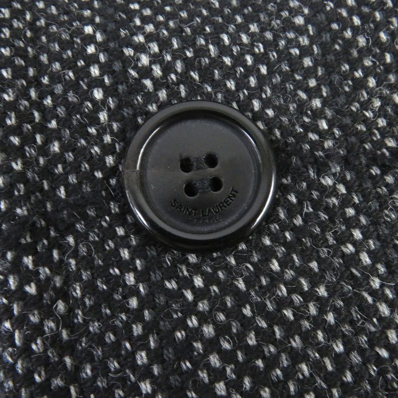 Saint Laurent Paris 2019 574784 Wool Woven Pattern Logo Button Tweed Double