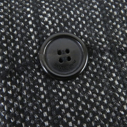Saint Laurent Paris 2019 574784 Wool Woven Pattern Logo Button Tweed Double