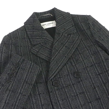 Saint Laurent Paris 2019 574784 Wool Woven Pattern Logo Button Tweed Double