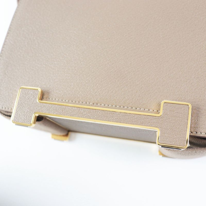 Hermes Geta Etoupe Gold Hardware Shoulder Bag Engraved B With Box And Storage