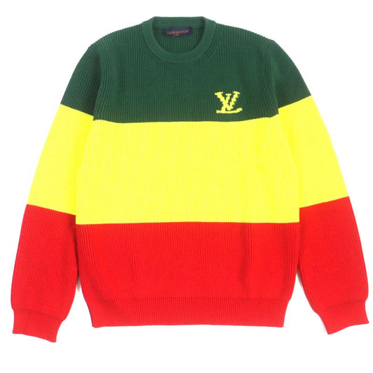  Louis Vuitton 21SS Rasta Collar Jamaica Logo Embroidered Crew Neck Knit Multi