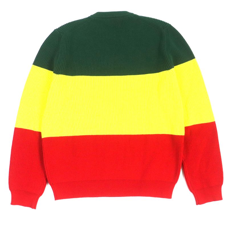  Louis Vuitton 21SS Rasta Collar Jamaica Logo Embroidered Crew Neck Knit Multi