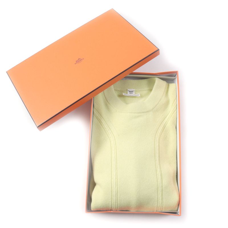 Hermes 2022 100% Cashmere Crew Neck With Serie Buttons Long Sleeves Sweater/knit