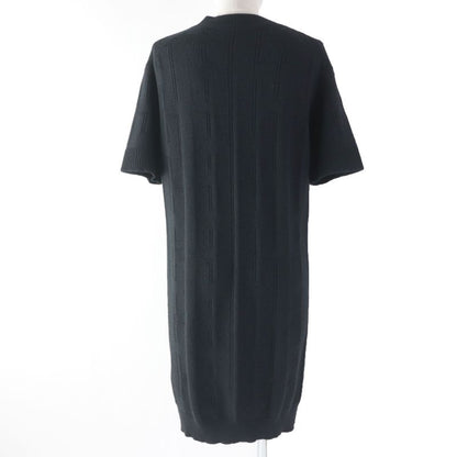 Hermes 2020 100% Wool H Pattern Knee Length Crew Neck Short Sleeves Knit Dress