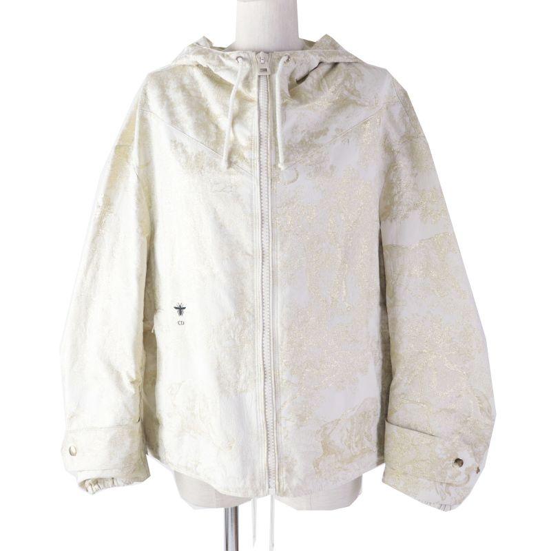 Christian DIOR 217c31a2985 Toile De Jouy Windbreaker Jacket Light Beige Gold S