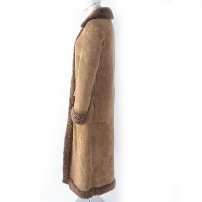 Saint Laurent Paris 442509 Super Long Mouton Coat Brown 36 Ladies